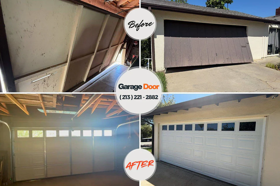 Before and after: garage door repair Hooker, OK